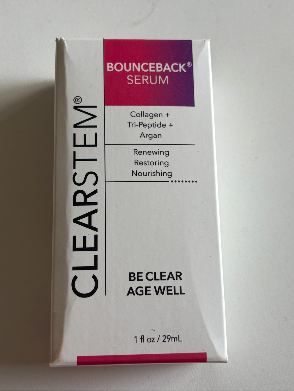 (#15) CLEARSTEM Bounceback Serum Collagen Tri-Peptide Argan 1 oz New in Box - Picture 6 of 9